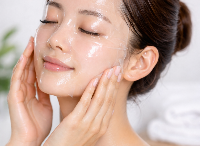 Maschera al collagene sul viso per pelle più luminosa, idratata e dall’effetto rimpolpato